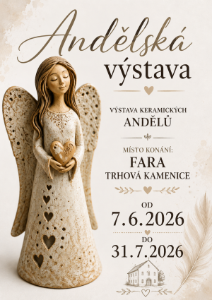 keramické anděly na výstavě